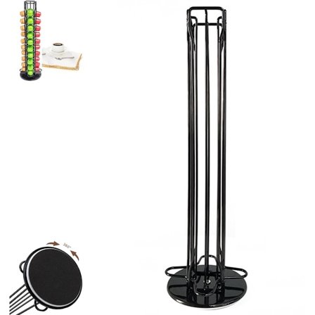 ING Kapselhållare - rymmer 40 kapslar - lämplig för kaffekoppar - 360° roterande - lämplig för Nespresso kaffekapslar - svart