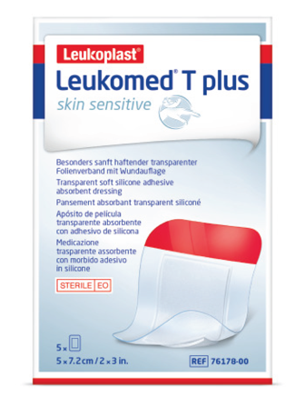Leukoplast Leukomed T-Plus Skin Sensitive Filmbandasje, 5 cm x 7.2 cm, 5 stk.