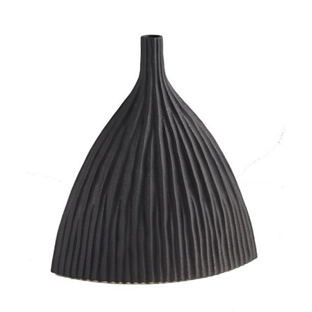 Keraaminen maljakko, musta, 36x18x41cm, uurrettu tekstuuri