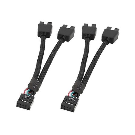 2 stk Datamaskin Hovedkort USB Forlengelseskabel 9 Pin 1 Hunn til 2 Hann Y Splitter Lyd HD Forlengelseskabel for PC DIY