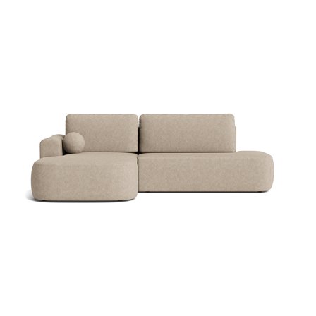 Monza Chaiselongue-Schlafsofa, links | Stauraum, Aragon Grau/Beige, elegantes Design, stilvolles modernes Ecksofa mit Schlaffunktion, 90cm