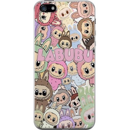 Kompatibelt Mobildeksel til Apple iPhone 5 Rosa kawaii-komposisjon med søte tegnede karakterer og myke former