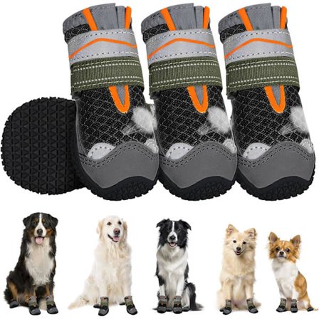 Dog Shoes Paw Protector, Anti-Slip Waterproof Dog Boots, Reflective Rubber Sole, Winter Snow Pet Dog Booties