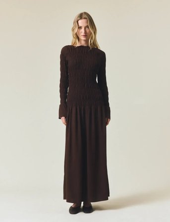 Lexington Clothing Smock Detail Maxi Dress - Brown - L