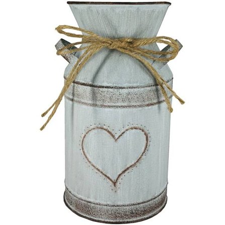 Retro metallvas i grönt, blomkrukehållare med galvaniserad vas, retro metallmjölkkanna, hink, blomkruka, planteringskruka, antik, 10 x 19,5 cm