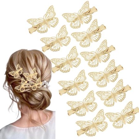 12 stk. sommerfugle hårklemmer, hårklemmer til kvinder og børn, der har brug for tilbehør, skridsikre metalhårspænder til piger, hårdekoration til 