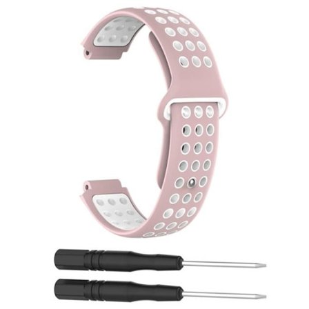Silikonklokkerem for Garmin Forerunner 220 230 235 630 620 735 645 Approach S20 S60 GPS-klokke (rosa+hvit)