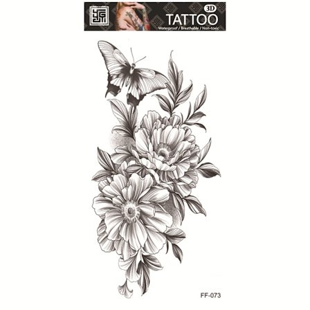 Vandtæt midlertidig tatovering - Blomsterdesign Model 4