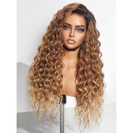 Ombre Blond Vandbølge Glueless Del 13x4 Blonde Front Paryk