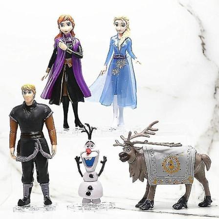 Gh Disney Frozen 2 Elsa Anna Olaf Figurer Modell Prinsessan Elza Flickor Doll Toy Set Önskad present till barn Födelsedagspresent|Action Figurer
