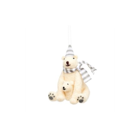 Polar Bear with Baby Felt Decoration