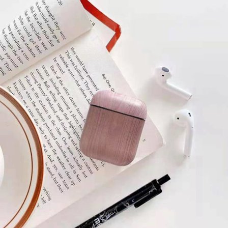 Airpods skal i trä-mönster för män stötsäkert