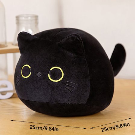 25 cm svart kattkudde och plyschdockahänge nyckelring