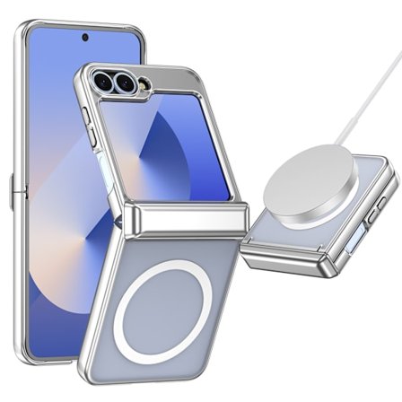 Fodral för Samsung Galaxy Z Flip 7, Magnetisk Transparent Ultra Mjuk Stötfångare (Silver)