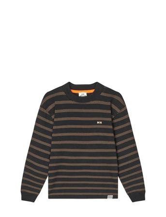 Mads Nørgaard Cotton Jersey Stripe Carlito Tee Ls - Brown - 152