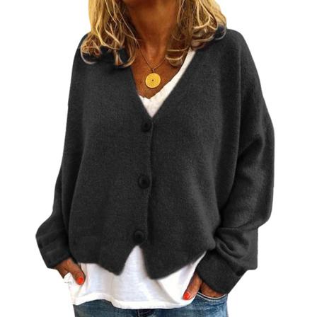 Dam V-ringad Tröja Toppar Vinter Varm Cardigan