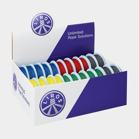 Linha de costura para cabos Liros Whipping Twine, 20 metros, 1.5 mm, preto / azul / verde / vermelho / amarelo, extra encerada, embalagem com 20 