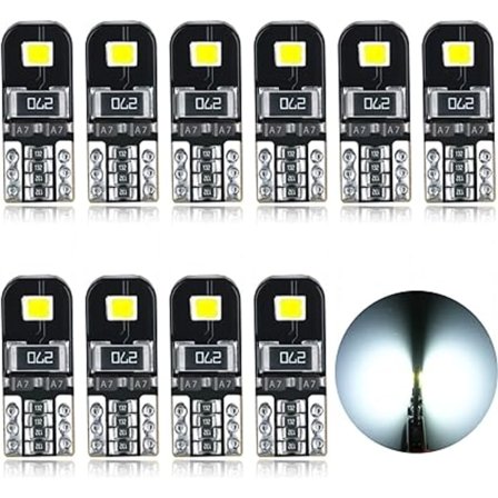 T10 LED-lampor CANBUS 12V Vit Ingen Polaritet Utformad W5W Kilformad Bil Inre Ljus Kupol Registreringsskyltlampor [Energiklass A+]