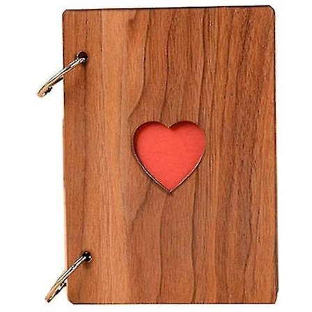 Retro Puinen Valokuva-albumi DIY Sydän 16x12 cm