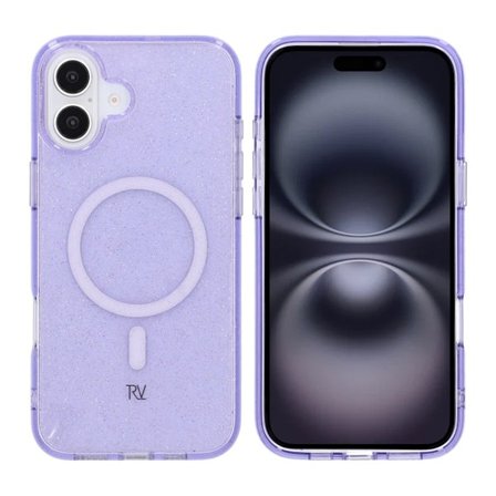 iPhone 16 Plus Rvelon Mobilskal TPU med MagSafe - Glitter Lila
