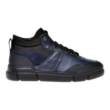 Baldinini High-top trainers in navy blue leather and black fabric Blå, Herre, Størrelse: 45 EU