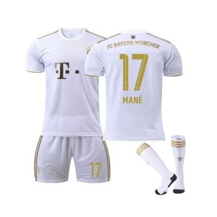(Bayern 22/23 Away Jersey Mane No.17 Fotbollströja 3-delade kit för barn Vuxna 16(90-100CM)