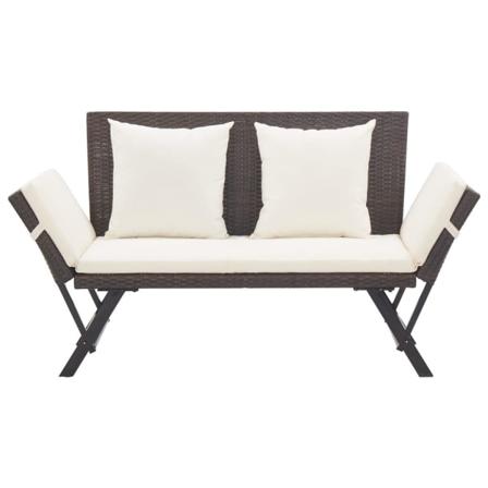 Vidaxl Trädgårdsbänk Med Dynor 176 Cm Brun Konstrotting Brun