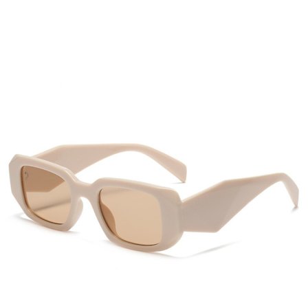 Fashion retro rektangulära solglasögon män kvinnor 90-talets trendiga oregelbundna hexagon rektangulär chunky bred ram, UV