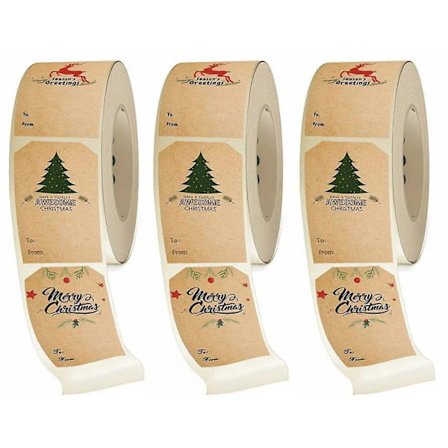 300 stk./rulle Selvklæbende Julemærker til Gaver Perfekt til Gavehåndværk Dekoration til Julegaver