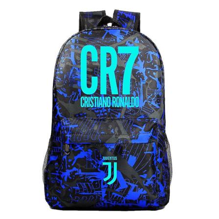 Sininen valoisa ympäröivä jalkapallo Ronaldo Teinien koululaukku: Tyylikäs unisex casual reppu 3
