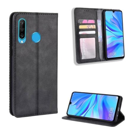Huawei P30 Lite vintage læderetui - Sort Black