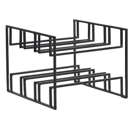 Rootz vinflaskeholder til 6 flasker 29x21x25 cm vinreol sort metal - Flaskeholder Iron Modern - Vinstander vinholder bordkøkken