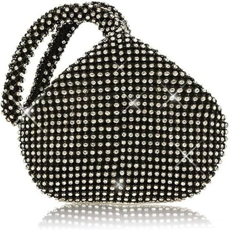 Fashion Women Evening Clutches Glittrande Mini Handväska Glitter Kristall Diamante Påse Forma Handväska Handväska Väska (Svart)