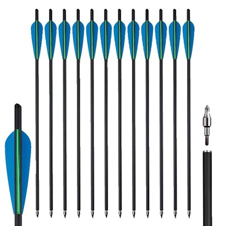 Kolfiberpilar, Blandat Kolfibermaterial, Avtagbar Pilspets, 12 st 20 tum Blå