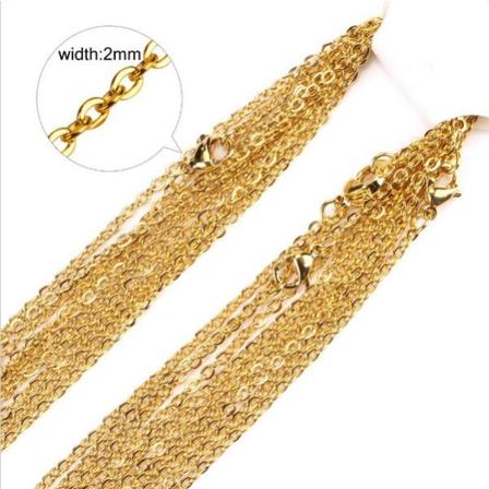 Rustfrit stål halskæde 2*450mm guld