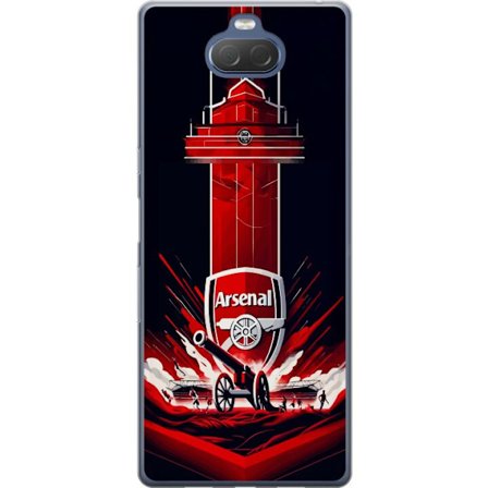 Kompatibel Mobilcover til Sony Xperia 10 Plus Arsenal-emblem med kanon og stadionmotiv i kraftfuld rød og hvid sportsdesign