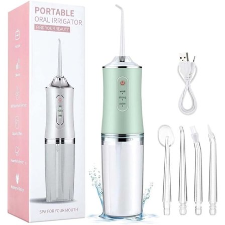 4-pack Elektrisk Vattentrådsenhet med Smart Chip, Portabel Oral Irrigator med Avtagbar Vattentank, USB, Sladdlös Uppladdningsbar Oral Irrigator