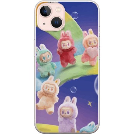 Yhteensopiva Puhelinkuori Apple iPhone 13 La.bubu sateenkaari juliste la.bubu hahmo pupu asu lelut söpö pastelli värikäs anime tyyli suunnittelu taide