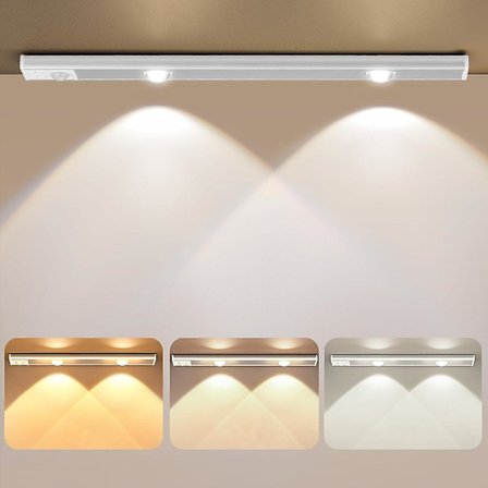 Garderobslampa, 6000k Uppladdningsbar LED-lampa Med USB, LED-nattlampa Med Magnetremsa För Skåp/Hallar/Garage/Trappor