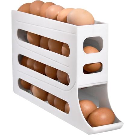 Rullende Eggholder - Fire-trinns Bærbar Eggdispenser for Kjøkken- og Benkeplateoppbevaring, Stor Kapasitet Eggbeholder