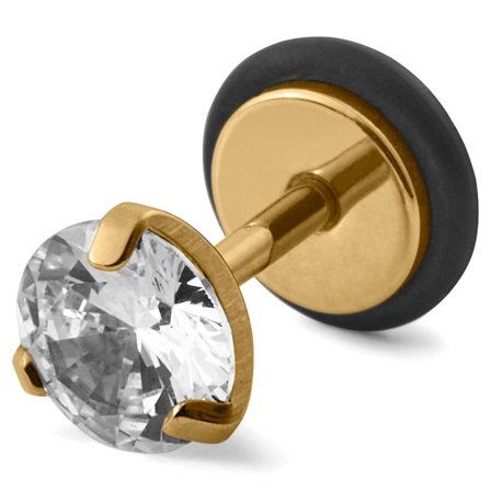 Floyd 6 mm Guldfarvet Zirconia Ørestikker til mænd - Ørestikker