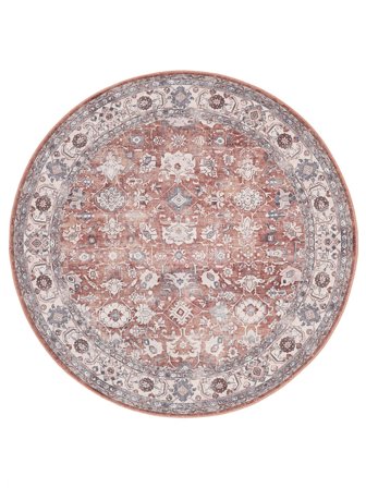 Lavable Galore Oriental Terracotta/Beige Rotondo Tappeto