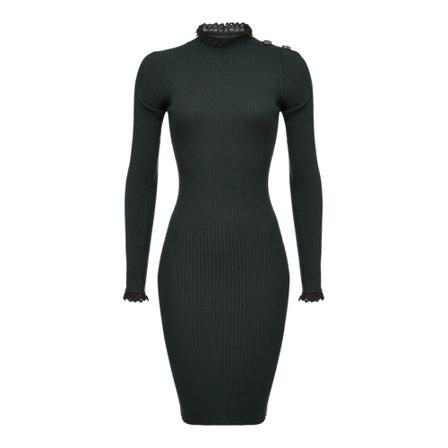 Pinko Arzignano Mixed Coast Lana Stretch Kjole Grøn, Dame