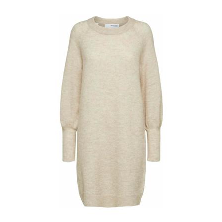 Selected Femme Lulu Ls Knit Klänning O-Neck beige, Dam, Dam, Storlek: S