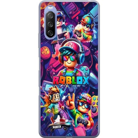 Yhteensopiva Puhelinkuori Sony Sony Xperia 10 III Lite Värikäs Roblox-peliryhmä kuulokkeilla, ohjaimilla ja neonväreillä, täydellinen lapsille j