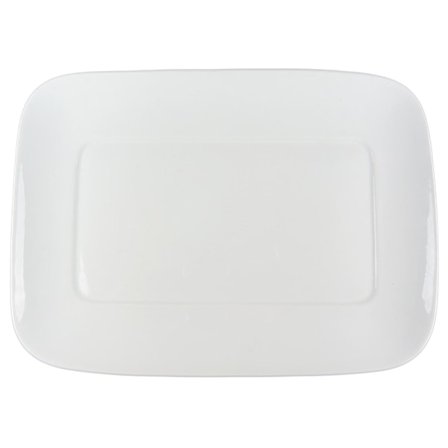 Pitkänomainen posliinilautanen - pyöristetyt reunat - 6 pakettia