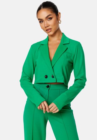 BUBBLEROOM Hilma cropped blazer Green Klær