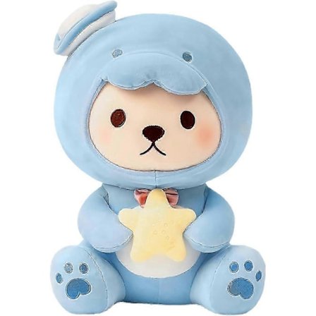Kawaii Nallekarhu Cosplay Pehmolelu Sininen Valtameri Teema Yhdistelmä Eläin Karhu ja Delfiini Pehmeä Nukke (Istuva Asento, 25cm)[D]