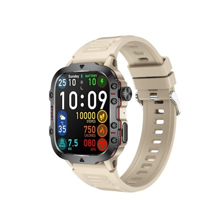 1.96 Tommer Herre Smartwatch Foretag/Modtag Opkald Sundhedsovervågning Træningssporing til Android Khaki