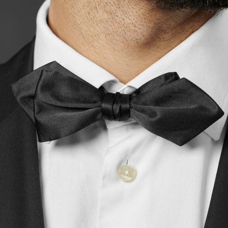 Shiny Black Basic Pointy Pre-Tied Bow Tie for Men - Pre-tied bow ties